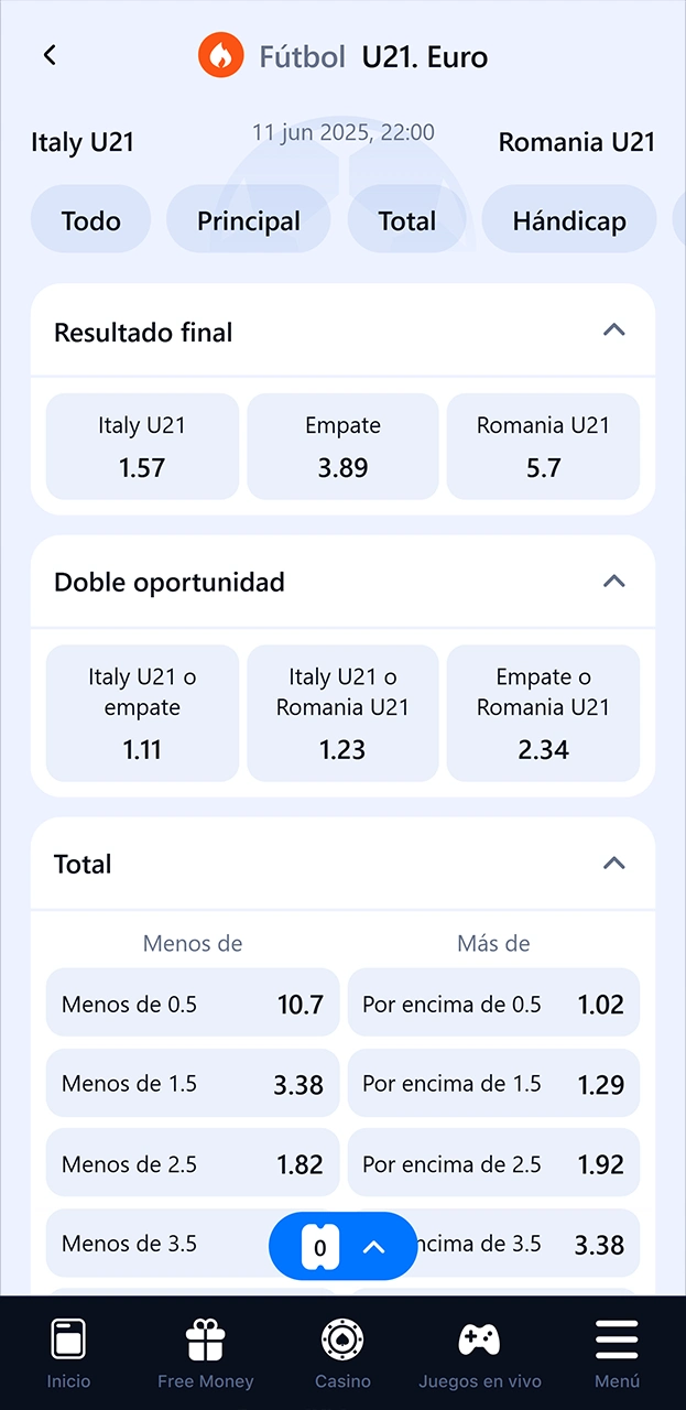 Seleccione el partido al que desea apostar en 1win.